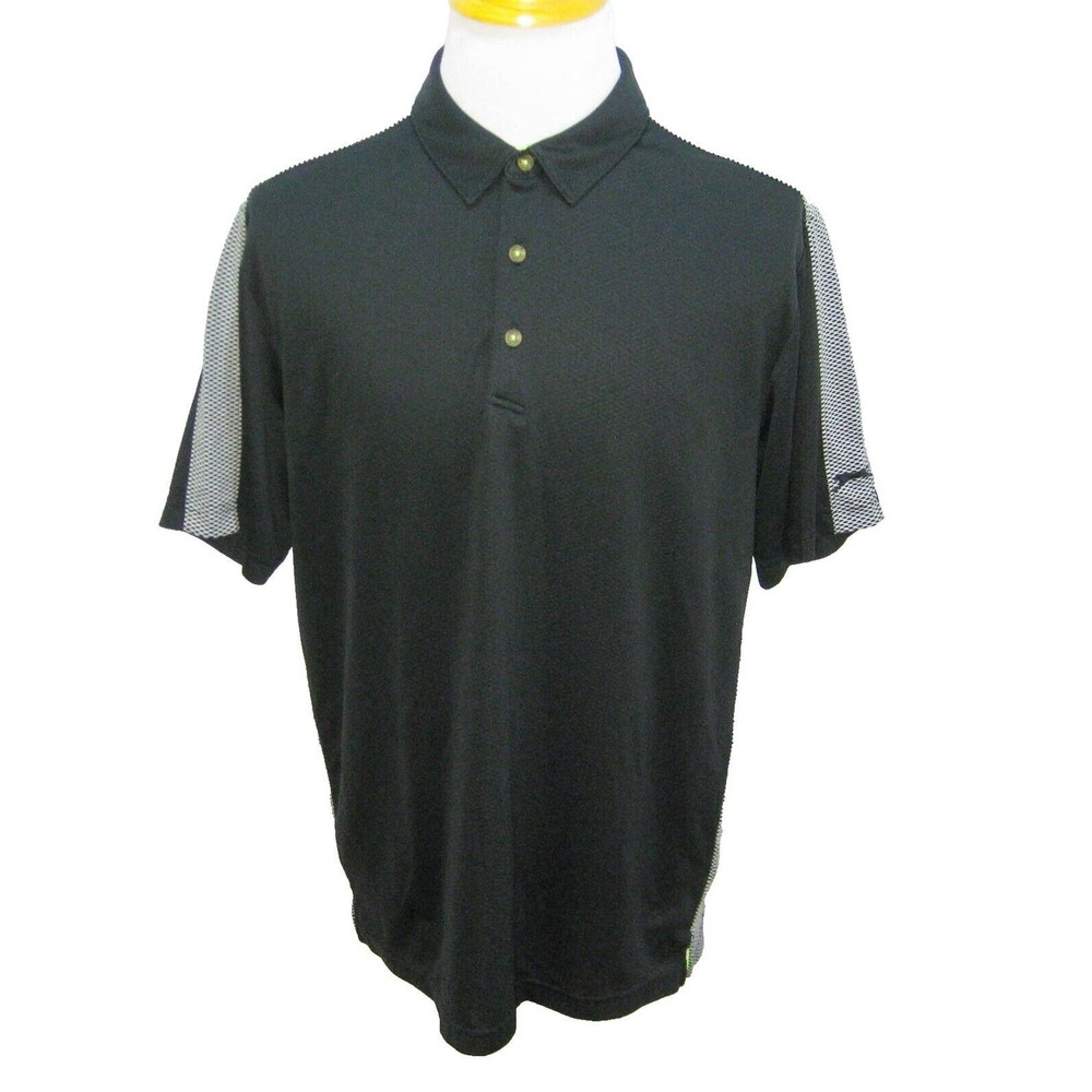 SLAZENGER Men's (Size XL) Black & Gray Short Sleeve Polo Shirt Tennis Golf Top